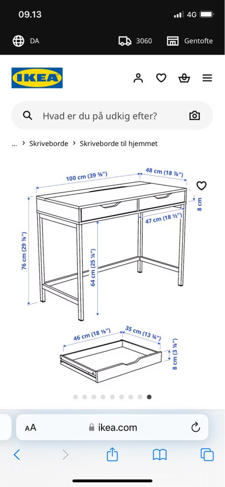 Skrive-/computerbord, IKEA, b: