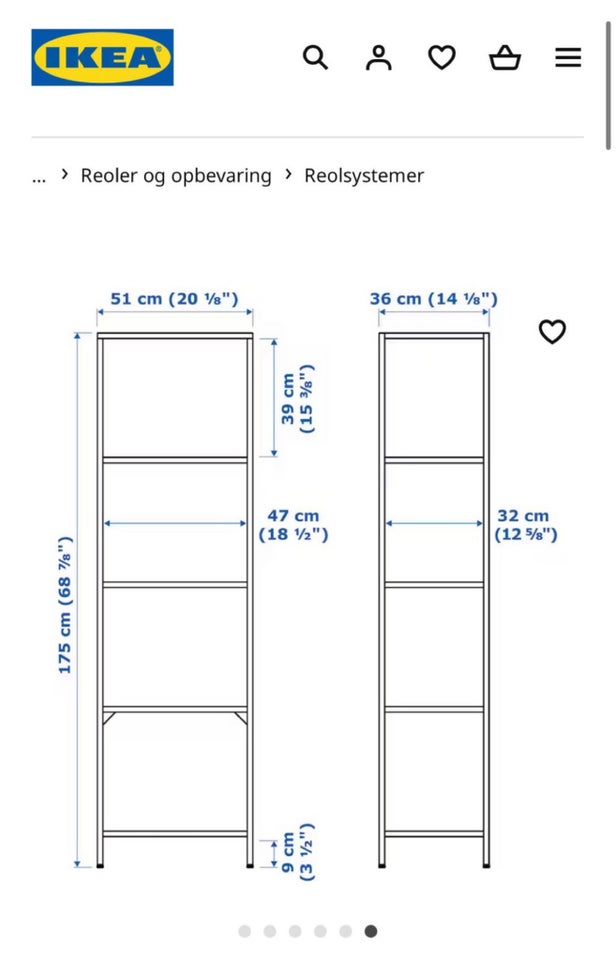 Reol Ikea b: 51 d: 36 h: 175