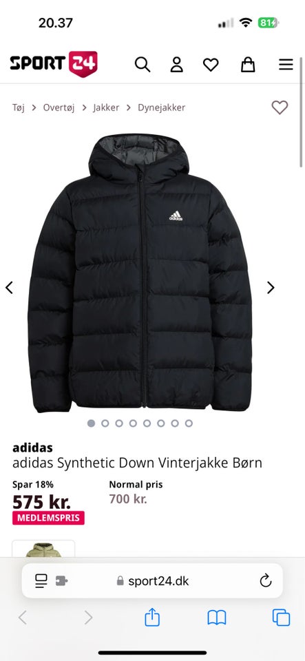 Vinterjakke, Dynejakke , Adidas