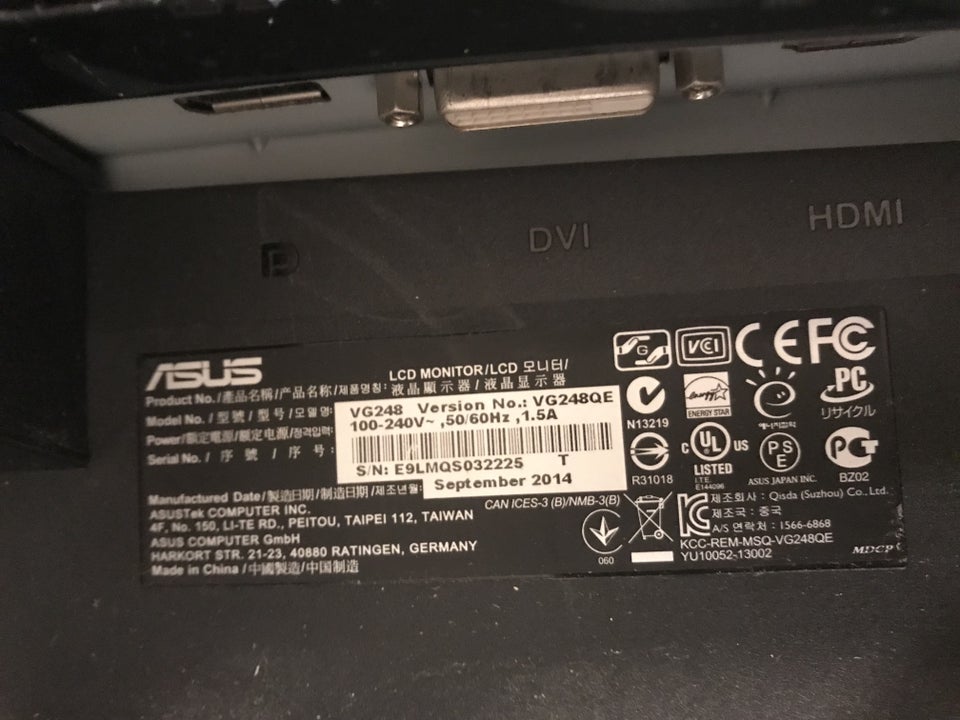 ASUS fladskærm VG248QE