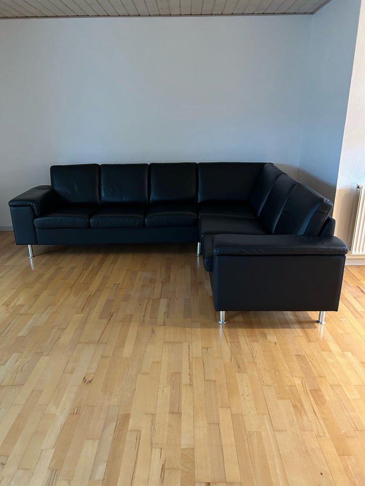 Hjørnesofa, læder, 6 pers.