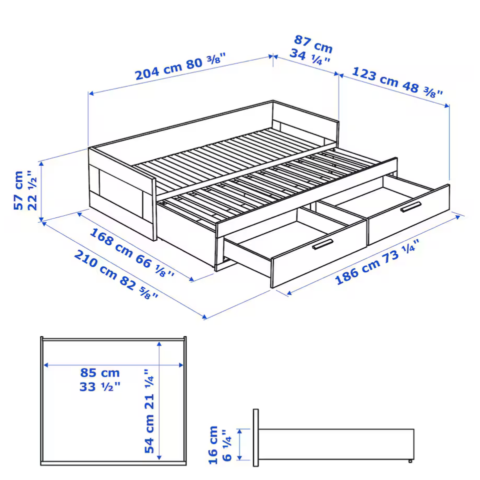 Sengeramme, Ikea, b: 80 l: 200