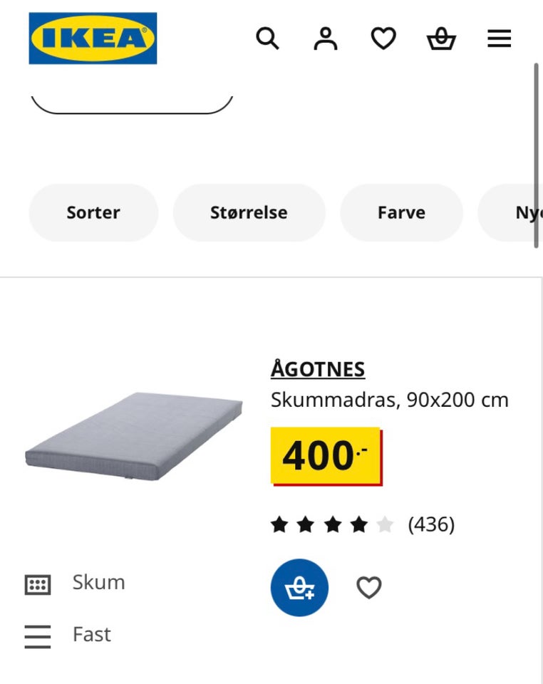 Gæsteseng, IKEA, b: 96 l: 206 h: 57