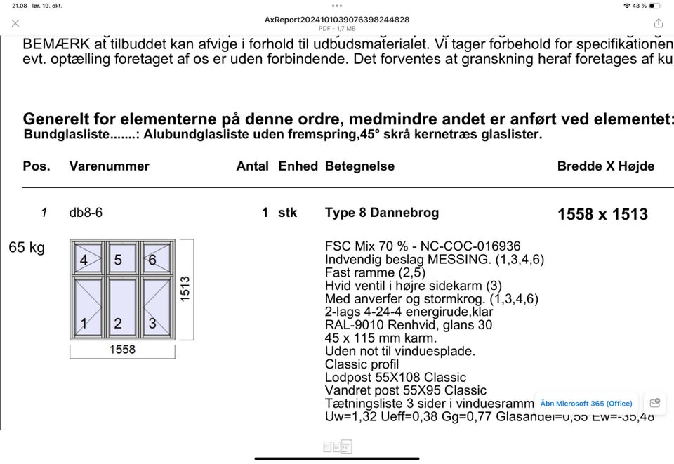 Dannebrogsvindue, træ, b: 159 h: