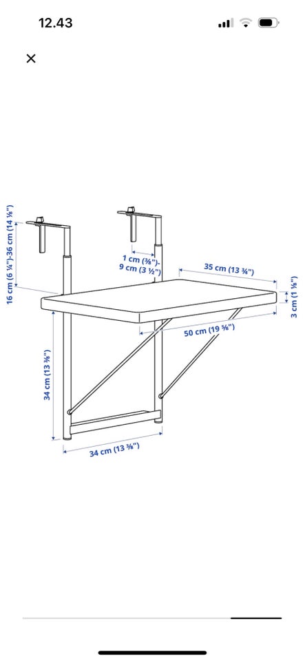 Hængebord, IKEA, Metal