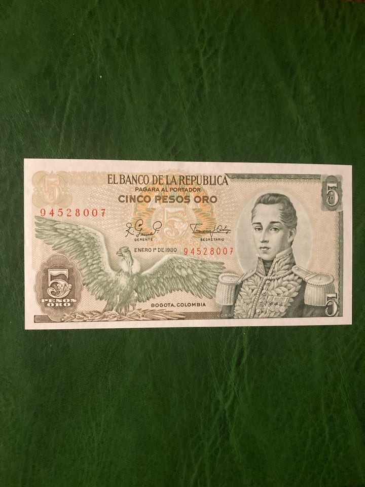 Amerika, sedler, Colombia 5 Pesos.