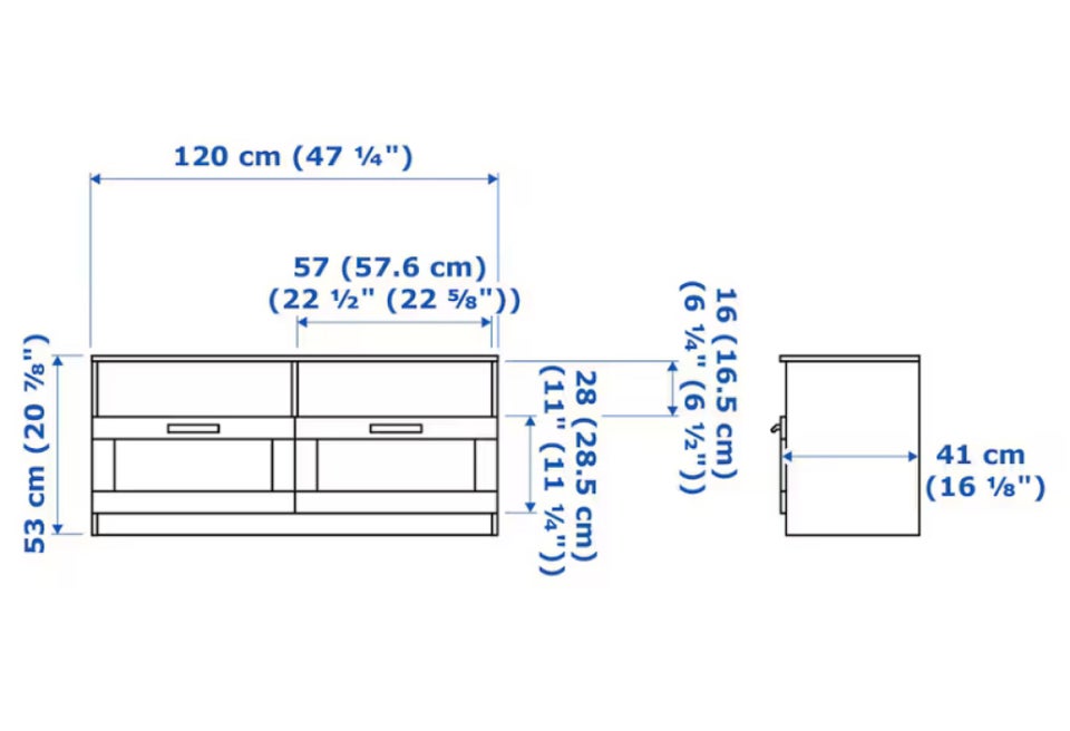 Tvreol, Ikea BRIMNES, b: 120 d: 41 h: