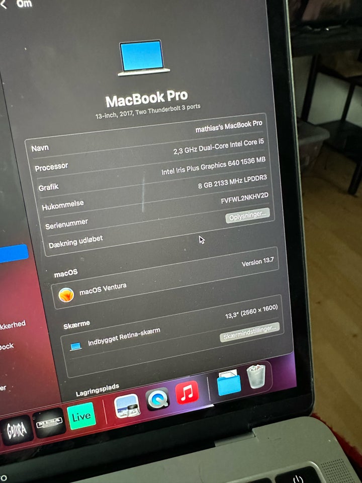 MacBook Pro, 2017, 2,3 GHz