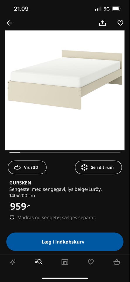Sengeramme Ikea b: 140 l: 200