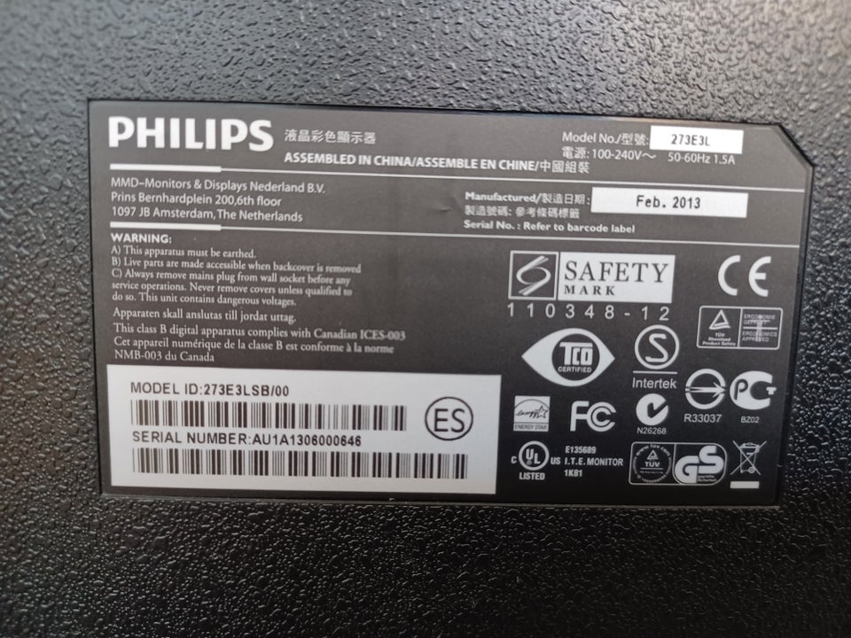 Philips 273E3L 27 tommer