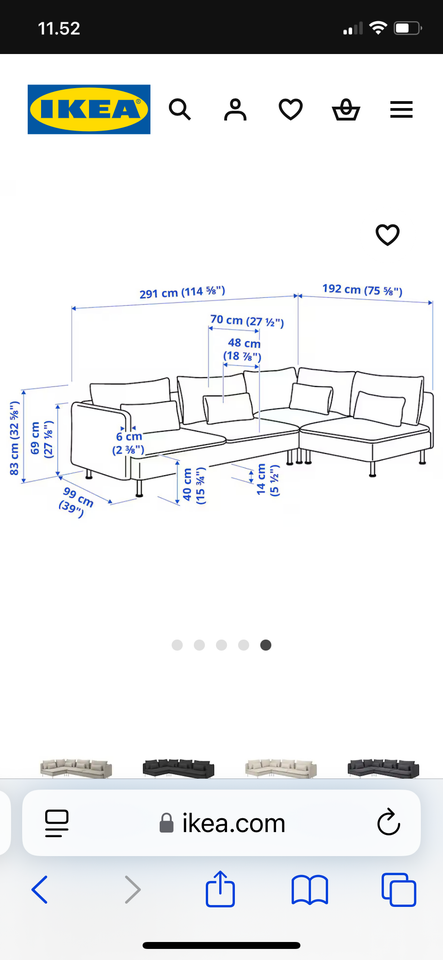 Hjørnesofa, bomuld, 4 pers.