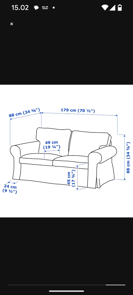 Sofa stof 2 pers