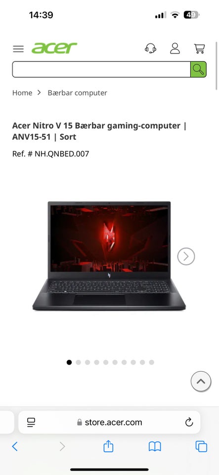 Acer Nitro V15, I7 13620H GHz, 16gb