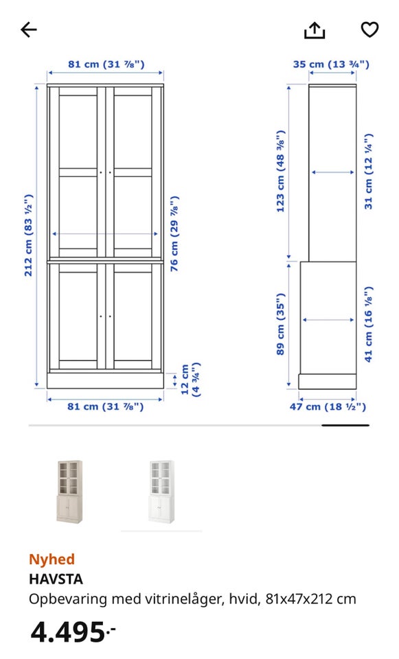 Vitrineskab Ikea Havsta b: 162 d: