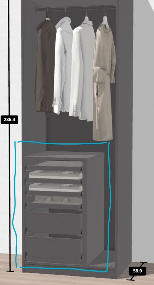 Klædeskab Pax fra Ikea b: 50 d: 57