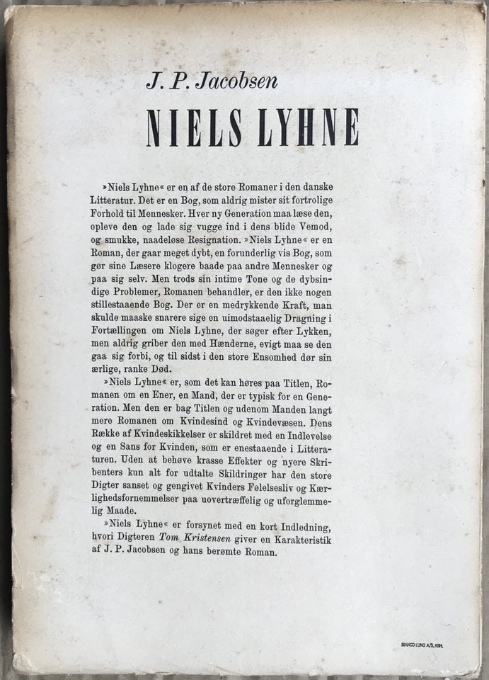 Niels Lyhne, J.P. Jacobsen, genre: