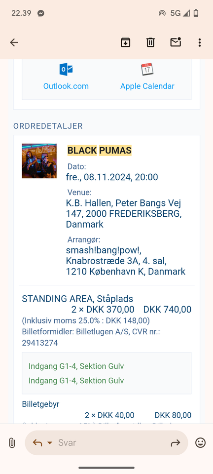 Andet, Black Pumas K.B. hallen