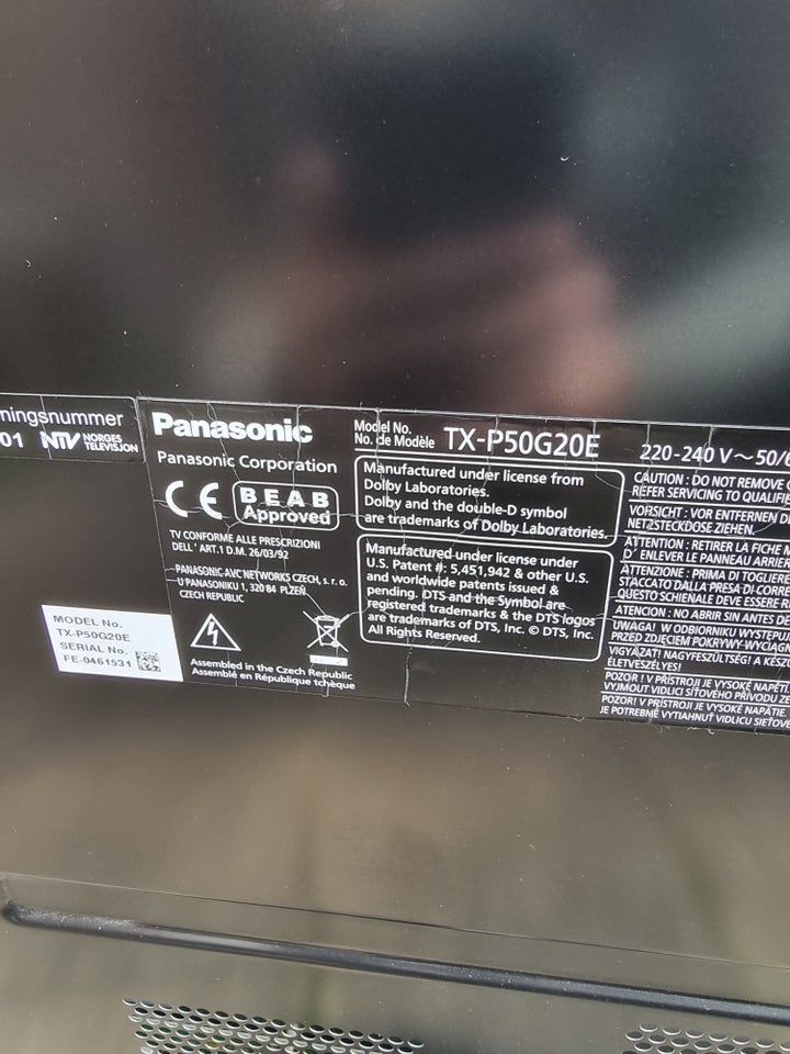 Plasma, Panasonic, Tx-p50g20e