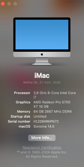 iMac, 27" Retina 2020, 3,8 GHz