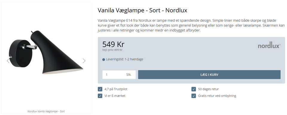 Væglampe, Nordlux