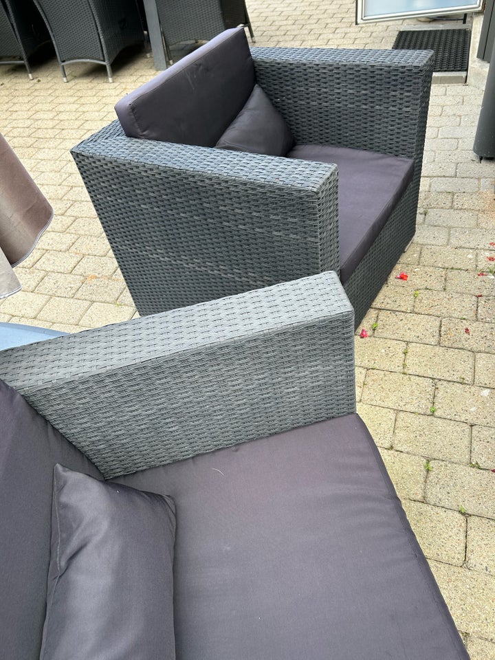 Loungesæt Sort rattan