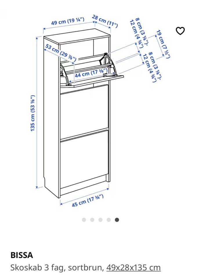 Skoskab, Ikea Bissa, b: 49 d: 28 h: