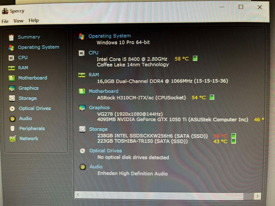 Selvbyg, i5 8400 Ghz, 16 GB ram