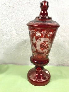 Glas Vase / opsats med låg Bøhmisk