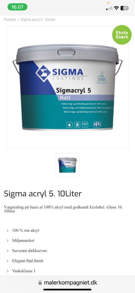 Sigma akryl glans 5 Sigma  10 liter