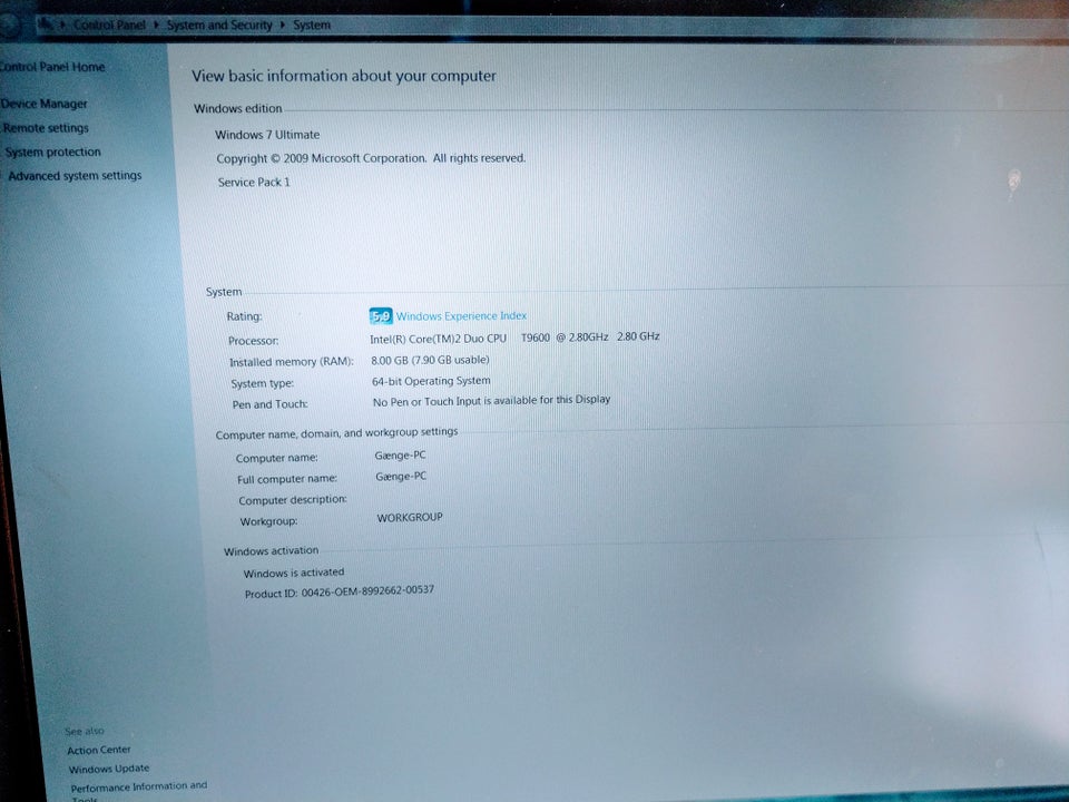 Lenovo W500, 2,8 GHz, 8 GB ram