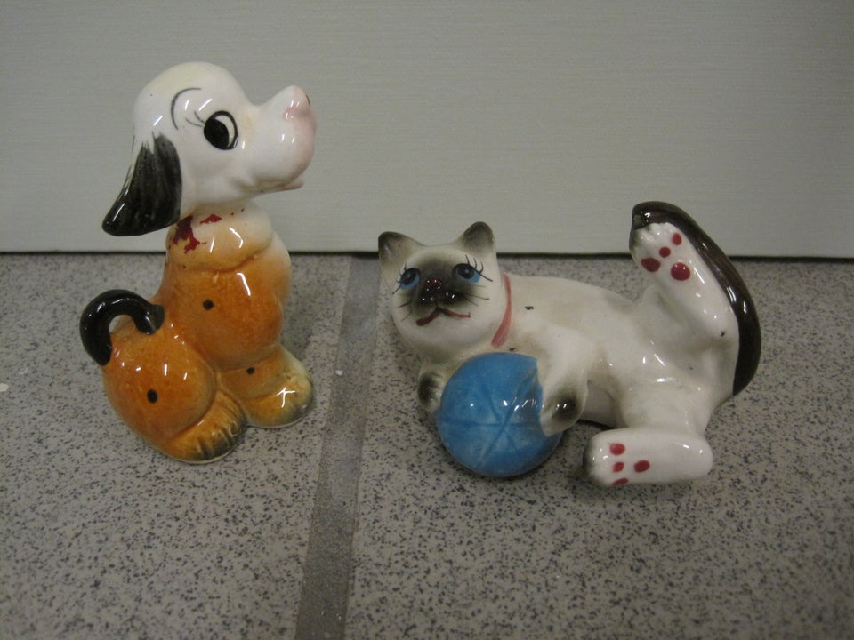 figur Japan porcelæn Hund og kat