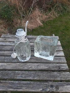 Glas Bordlampe+vase klart