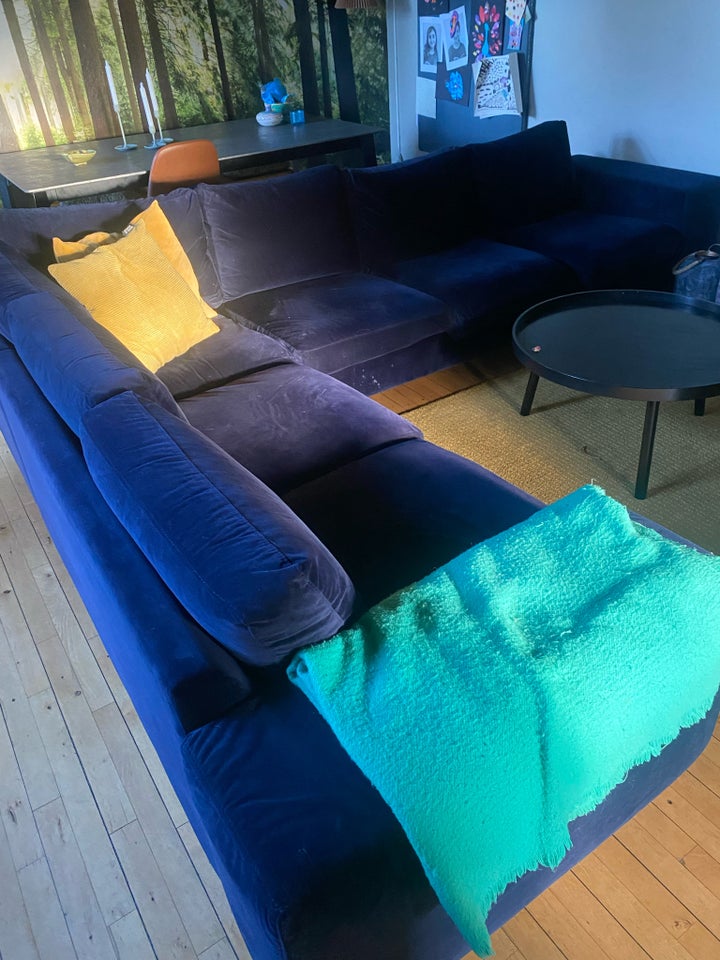 Hjørnesofa velour Ilva