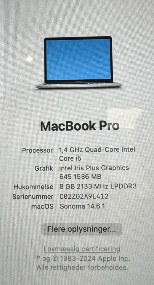 MacBook Pro, Model late 2019, 13''