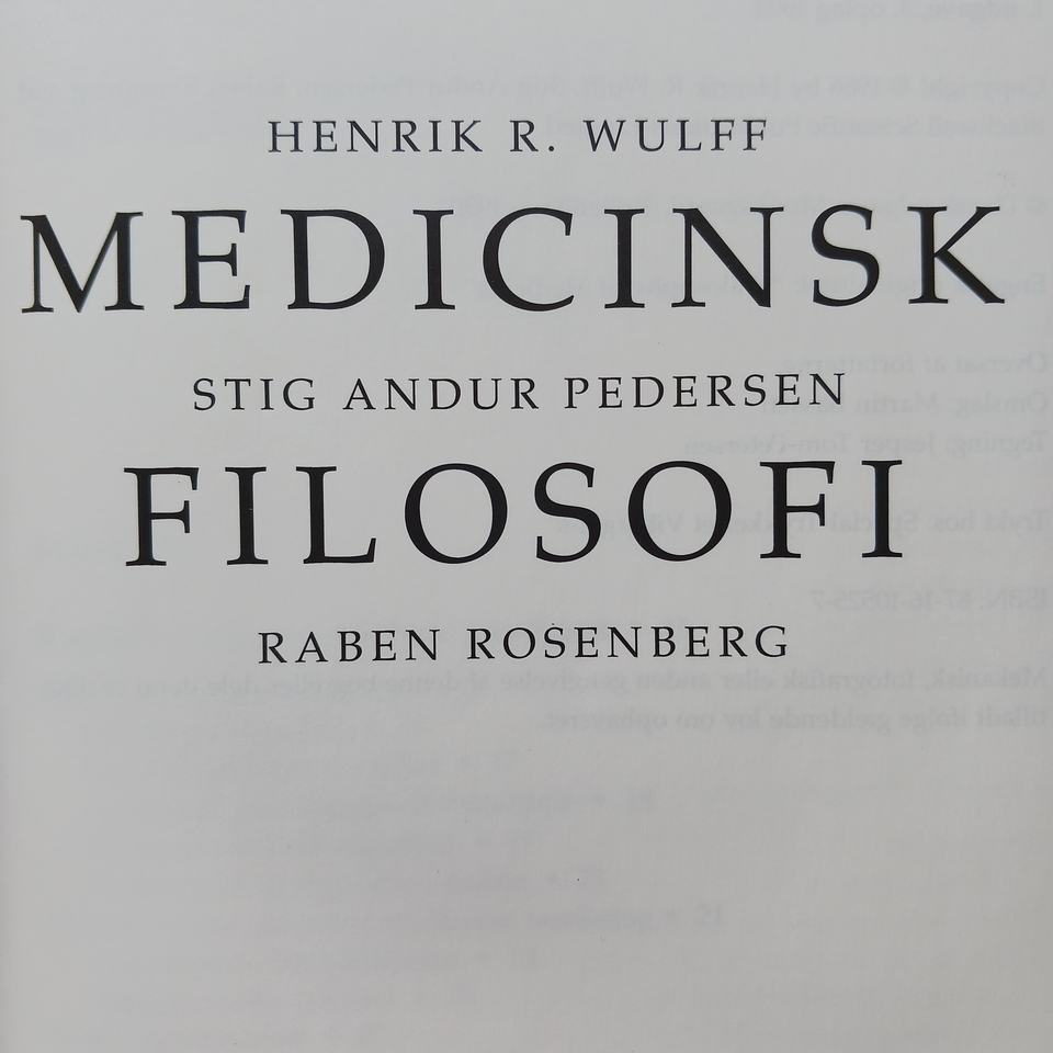 MEDICINS FILOSOFI, WULFF, Henrik