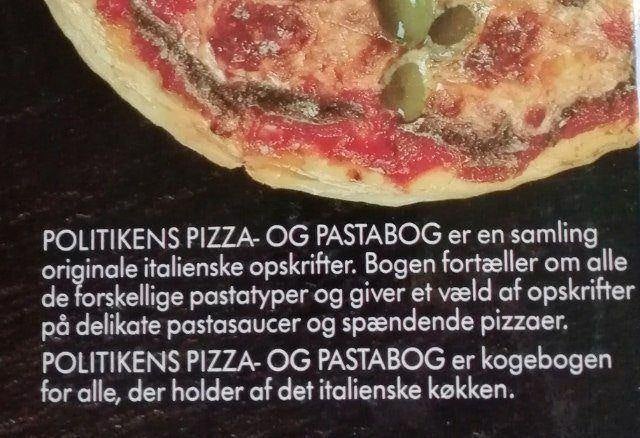 Politikens Pizza  Pasta bog, emne: