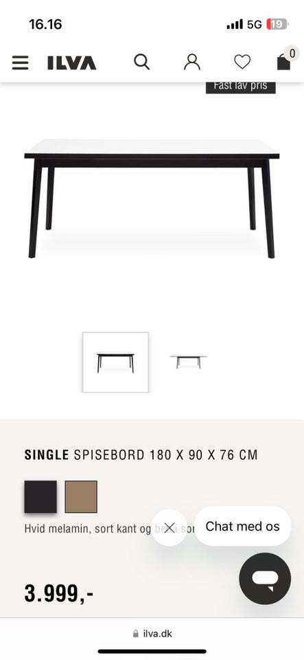 Spisebord, Single, b: 90 l: 180