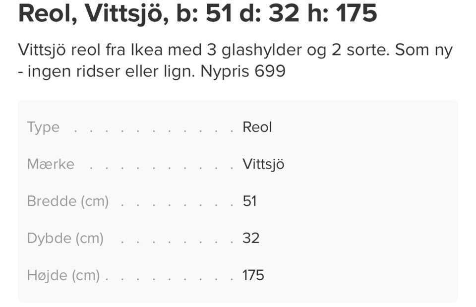 Reol, Okea, b: 52 d: 32 h: 175