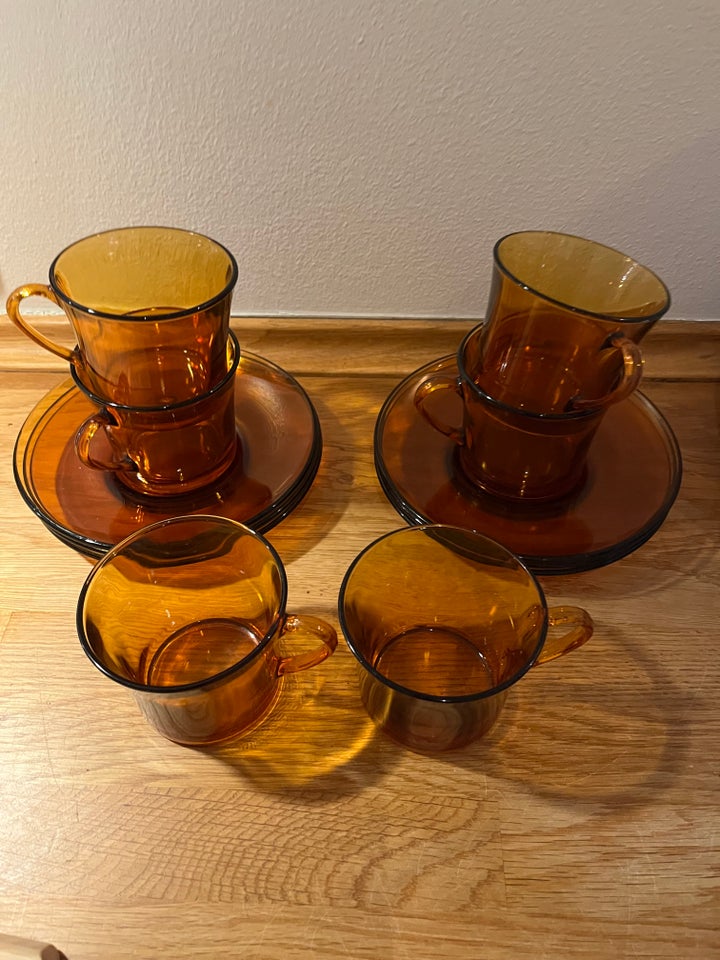 Glas, 6 stk. kopper og underkopper