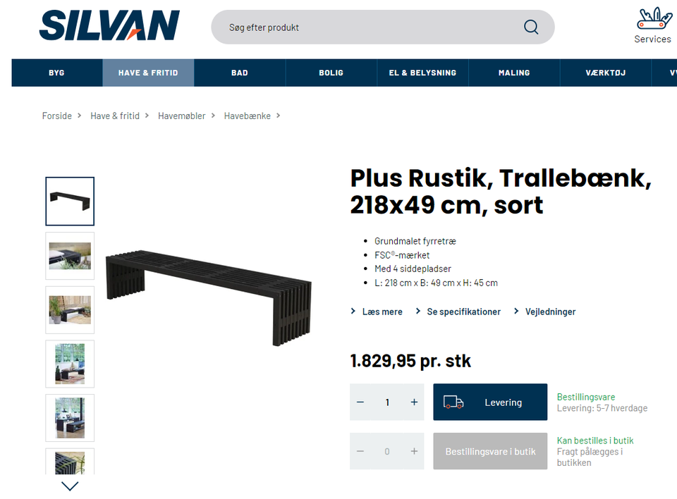 Bænk Plus Rustik (Silvan) Træ