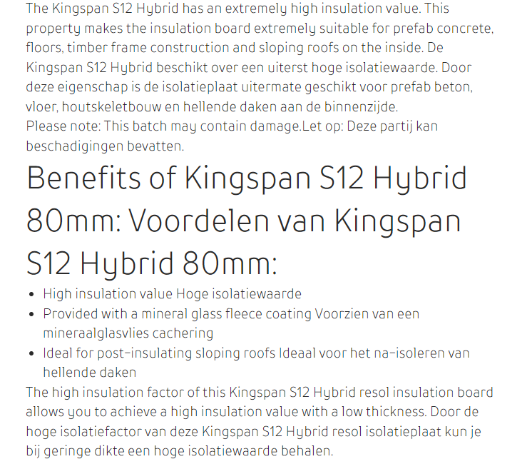 Kingspan Kooltherm isolering