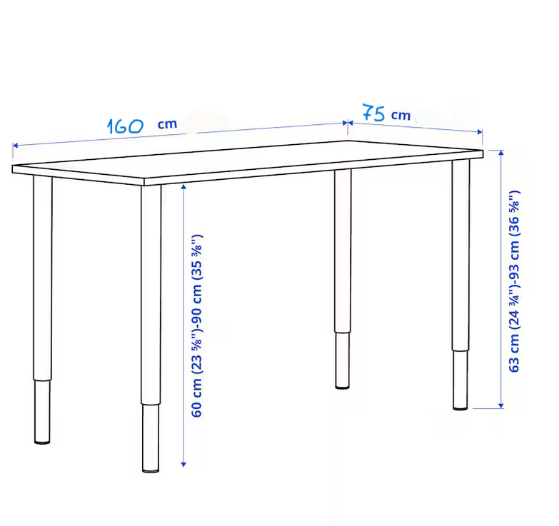 Skrive-/computerbord, IKEA, b: