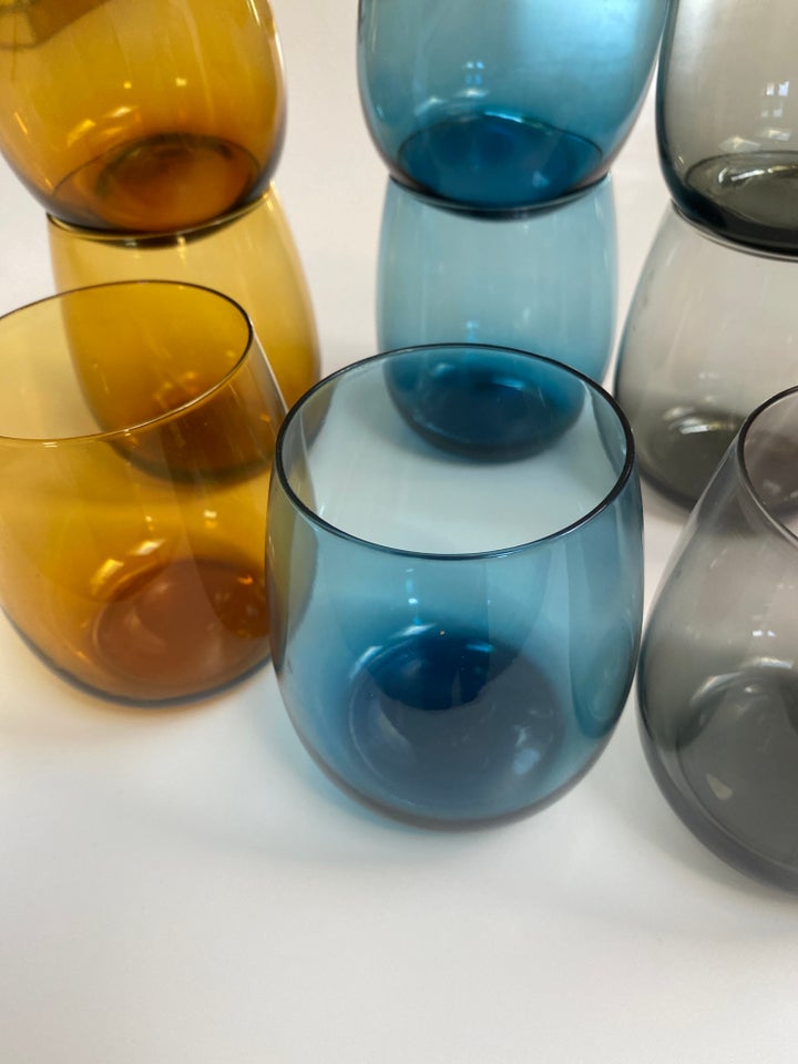 Glas, 12 stk farvede drikkeglas