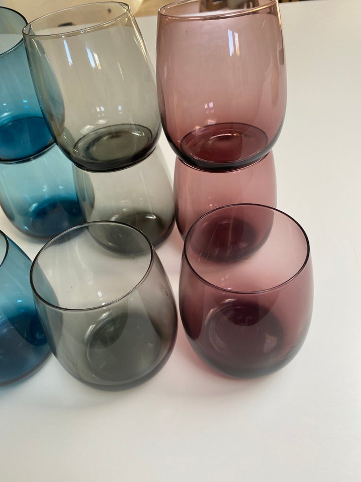 Glas, 12 stk farvede drikkeglas