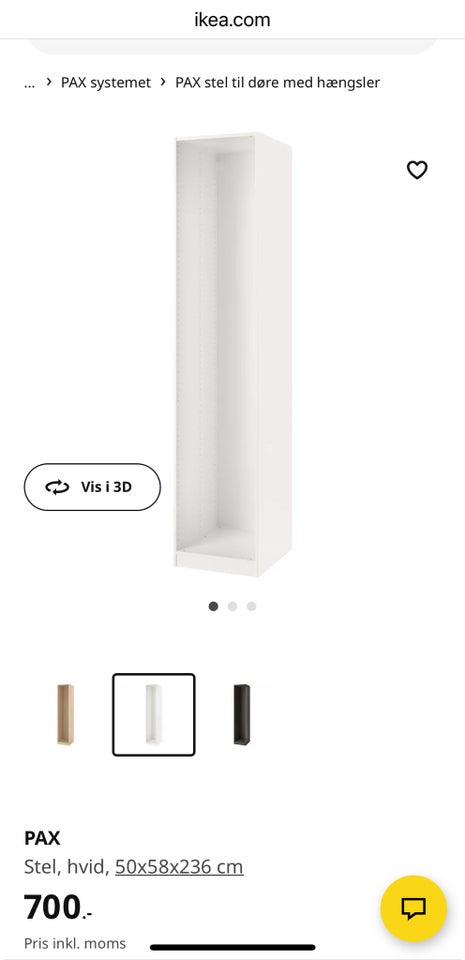 Garderobeskab, IKEA, b: 50 d: 58 h: