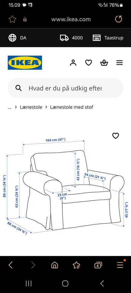 Lænestol, fløjl, Ektorp Ikea