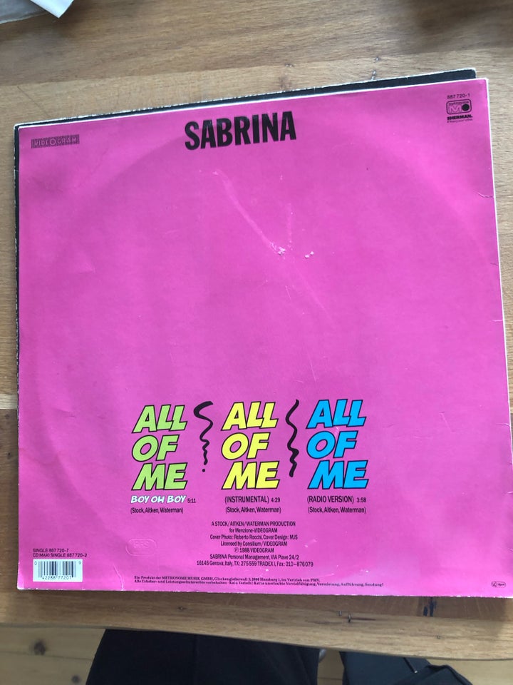 Maxi-single 12", Sabrina, All Of me