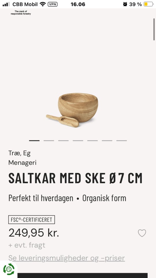 Andet Saltkar i træ med ske Kay