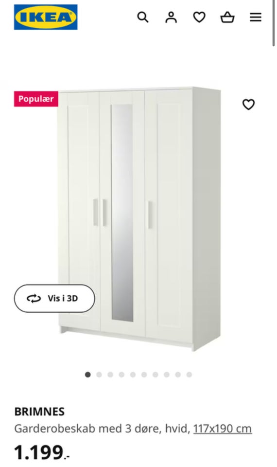 Garderobeskab IKEA b: 117 d: 50 h: