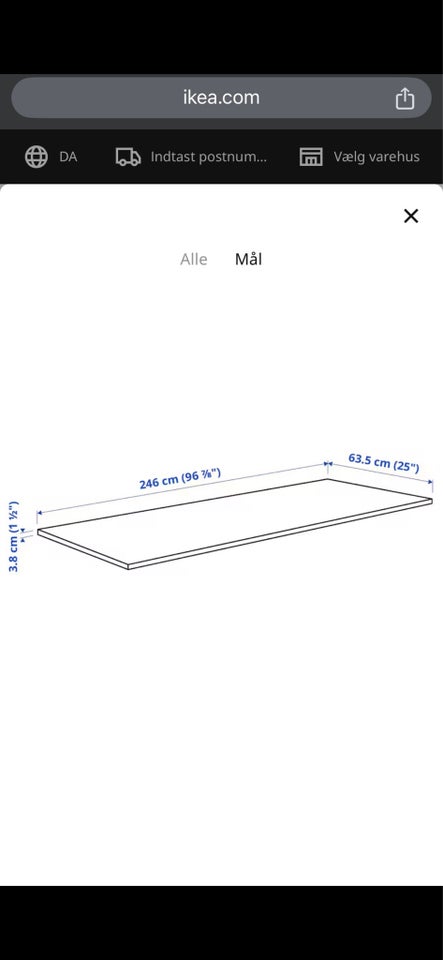 Skrivebord, Ikea , b: 246 d: 63